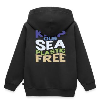 Halten Sie unser Meer plastikfrei - Kinder Premium Organic Hoodie - Schwarz - Hinten - AI Model Kid Male (0cm)