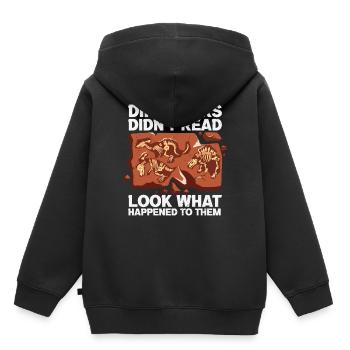 Dinosaurier haben nicht gelesen, was mit ihnen passiert ist - Kinder Premium Organic Hoodie - Schwarz - Hinten - AI Model Kid Male (0cm)