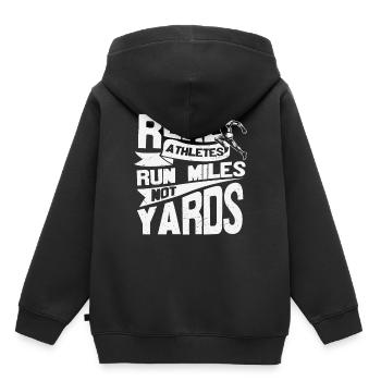 Les vrais athlètes courent des kilomètres et non des verges motivationnelles - Sweat Premium à capuche enfant bio - noir - Dos - AI Model Kid Male (0cm)
