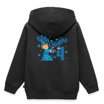 Cadeau de 4 ans 4 ans 4ème magicien Anniversaire Garçon - Sweat Premium à capuche enfant bio - noir - Dos - AI Model Kid Male (0cm)