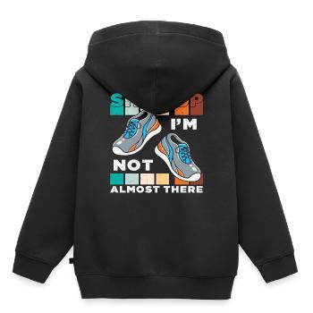 Halt die Klappe, ich bin nicht fast da Zitate - Kinder Premium Organic Hoodie - Schwarz - Hinten - AI Model Kid Male (0cm)