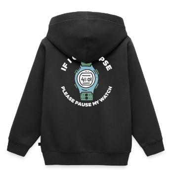 Si je m’effondre s’il vous plaît mettre en pause ma montre rétro - Sweat Premium à capuche enfant bio - noir - Dos - AI Model Kid Male (0cm)
