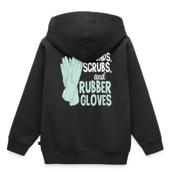Plaies, gommages et gants en caoutchouc Doctors Vintage - Sweat Premium à capuche enfant bio - noir - Dos - AI Model Kid Male (0cm)