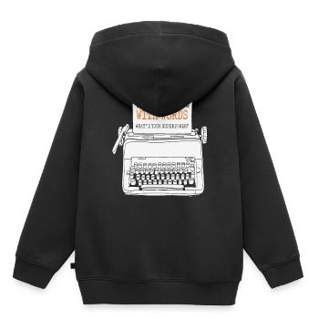 Ich erschaffe Welten mit Worten Was ist dein - Kinder Premium Organic Hoodie - Schwarz - Hinten - AI Model Kid Male (0cm)