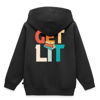 Get Lit Books Quotes - Kids Premium Organic Hoodie - black - Back - AI Model Kid Male (0cm)
