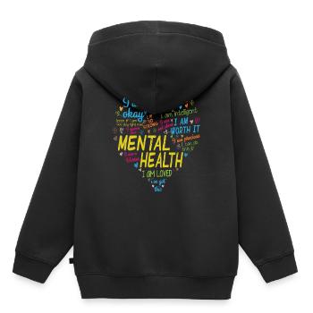 Chaleur mentale Je suis aimé Je suis précieux - Sweat Premium à capuche enfant bio - noir - Dos - AI Model Kid Male (0cm)