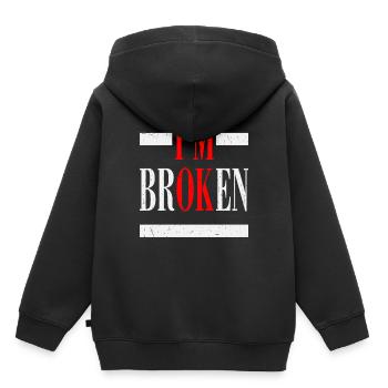 Je suis cassé Broken Vintage - Sweat Premium à capuche enfant bio - noir - Dos - AI Model Kid Male (0cm)