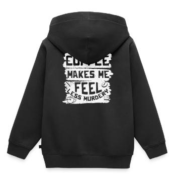 Le café me fait me sentir moins meurtrier Citations de café - Sweat Premium à capuche enfant bio - noir - Dos - AI Model Kid Male (0cm)