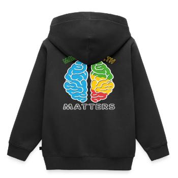 Psychische Gesundheit ist wichtig - Kinder Premium Organic Hoodie - Schwarz - Hinten - AI Model Kid Male (0cm)