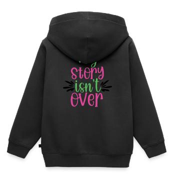 Meine Geschichte ist noch nicht vorbei Motivierende Zitate - Kinder Premium Organic Hoodie - Schwarz - Hinten - AI Model Kid Male (0cm)