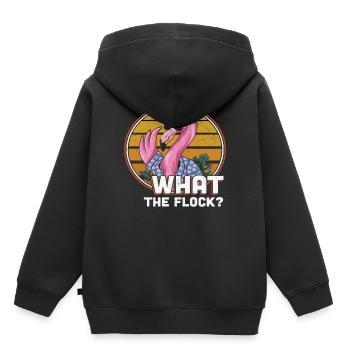Was die Herde Flamingo - Kinder Premium Organic Hoodie - Schwarz - Hinten - AI Model Kid Male (0cm)