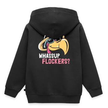 Whassup Flocker? Zitate Flamingo - Kinder Premium Organic Hoodie - Schwarz - Hinten - AI Model Kid Male (0cm)