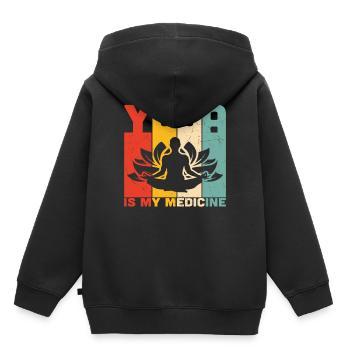 Yoga ist meine Medizin Yoga - Kinder Premium Organic Hoodie - Schwarz - Hinten - AI Model Kid Male (0cm)