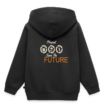 Recyceln Sie die Gegenwart, retten Sie die zukünftige Erde - Kinder Premium Organic Hoodie - Schwarz - Hinten - AI Model Kid Male (0cm)