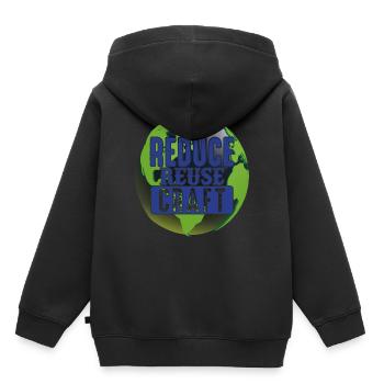 Reduzieren Sie die Wiederverwendung von Craft Earth Protection Support - Kinder Premium Organic Hoodie - Schwarz - Hinten - AI Model Kid Male (0cm)