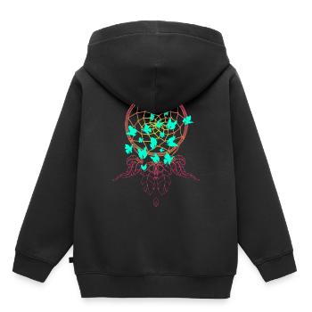 Schmetterlinge im Traumfänger - Kinder Premium Organic Hoodie - Schwarz - Hinten - AI Model Kid Male (0cm)