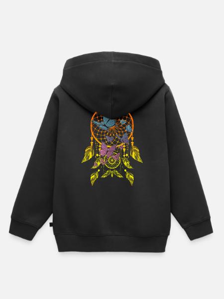 Schmetterlinge im Traumfänger - Kinder Premium Organic Hoodie - Schwarz