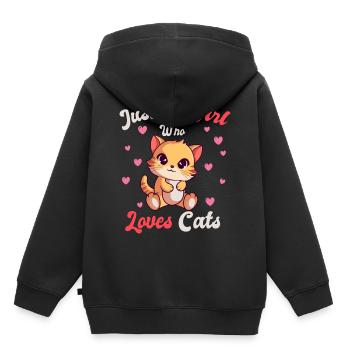 Nur Ein Mädchen Das Katzen Liebt Kätzchen - Kinder Premium Organic Hoodie - Schwarz - Hinten - AI Model Kid Male (0cm)