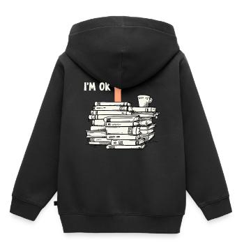 Lire des livres - Sweat Premium à capuche enfant bio - noir - Dos - AI Model Kid Male (0cm)
