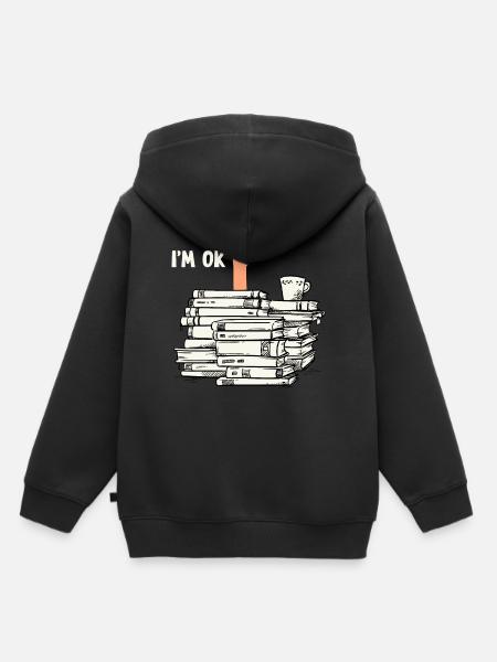 Lire des livres - Sweat Premium à capuche enfant bio - noir