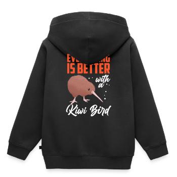 Kiwi Vogel alles besser Neuseeland Kiwi - Kinder Premium Organic Hoodie - Schwarz - Hinten - AI Model Kid Male (0cm)