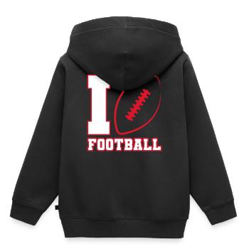 J’adore Football American Football USA - Sweat Premium à capuche enfant bio - noir - Dos - AI Model Kid Male (0cm)