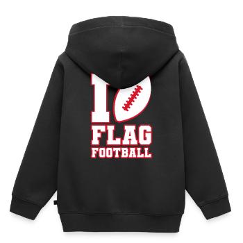 J’adore Flag Football Ball Player - Sweat Premium à capuche enfant bio - noir - Dos - AI Model Kid Male (0cm)