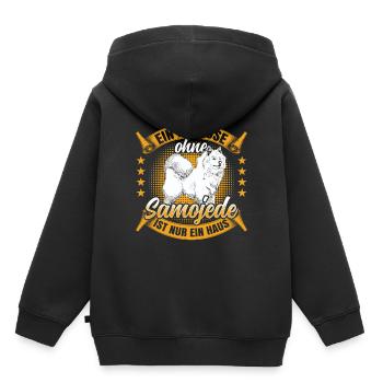 Samojede ist nur ein Haus Samojedenspitz - Kinder Premium Organic Hoodie - Schwarz - Hinten - AI Model Kid Male (0cm)