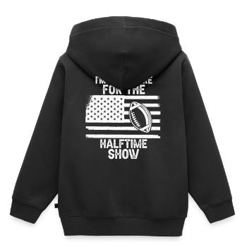 Je suis juste ici pour le football spectacle de la mi-temps - Sweat Premium à capuche enfant bio - noir - Dos - AI Model Kid Male (0cm)