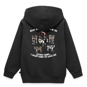 Je me fiche de ce que les gens pensent de moi Éleveur de vaches - Sweat Premium à capuche enfant bio - noir - Dos - AI Model Kid Male (0cm)