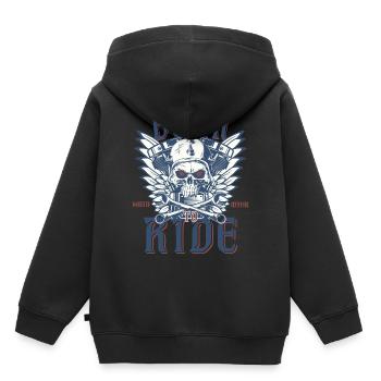 Motocyclette. Né pour conduire. - Sweat Premium à capuche enfant bio - noir - Dos - AI Model Kid Male (0cm)
