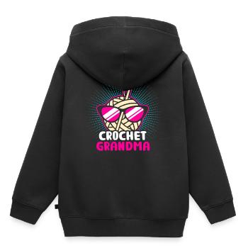 Stricken Grossmutter - Kinder Premium Organic Hoodie - Schwarz - Hinten - AI Model Kid Male (0cm)