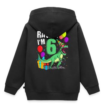 6th birthday I am 6 years T-Rex dinosaur - Kids Premium Organic Hoodie - black - Back - AI Model Kid Male (0cm)