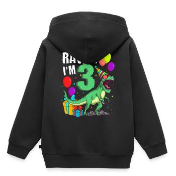 3rd birthday I am 3 years T-Rex dinosaur - Kids Premium Organic Hoodie - black - Back - AI Model Kid Male (0cm)