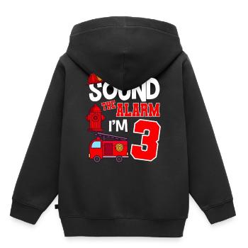 Sound The Alarm 3 years 3rd birthday fire brigade - Kids Premium Organic Hoodie - black - Back - AI Model Kid Male (0cm)