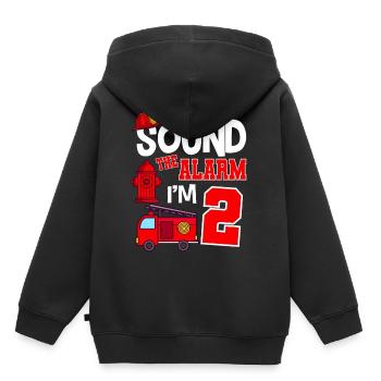 Sound The Alarm 2 years 2nd birthday fire brigade - Kids Premium Organic Hoodie - black - Back - AI Model Kid Male (0cm)