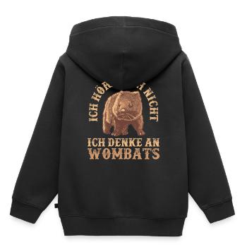 Wombat höre dich nicht Australien Beuteltier - Kinder Premium Organic Hoodie - Schwarz - Hinten - AI Model Kid Male (0cm)