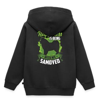 Samojede ist glücklich sein Samojedenspitz - Kinder Premium Organic Hoodie - Schwarz - Hinten - AI Model Kid Male (0cm)