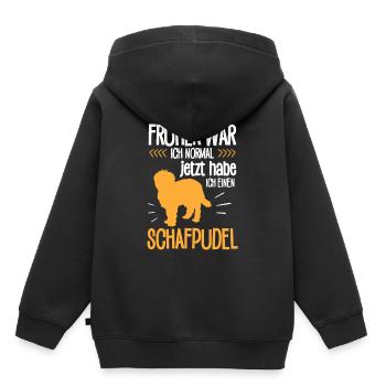 Schafpudel früher normal altdeutscher Hütepudel - Kinder Premium Organic Hoodie - Schwarz - Hinten - AI Model Kid Male (0cm)