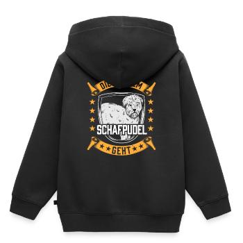 Die mit dem Schafpudel altdeutscher Hütepudel - Kinder Premium Organic Hoodie - Schwarz - Hinten - AI Model Kid Male (0cm)