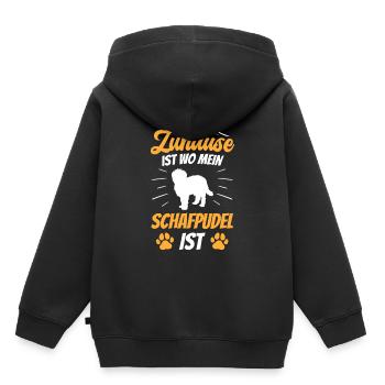 Schafpudel ist Zuhause altdeutscher Hütepudel - Kinder Premium Organic Hoodie - Schwarz - Hinten - AI Model Kid Male (0cm)