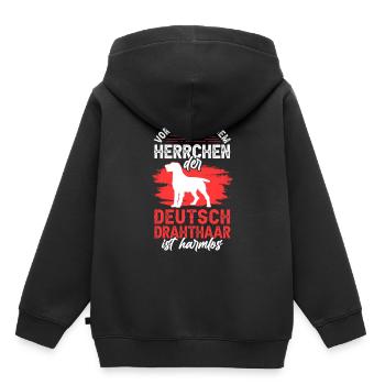 Deutsch Drahthaar Herrchen Jagdhund - Kinder Premium Organic Hoodie - Schwarz - Hinten - AI Model Kid Male (0cm)