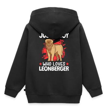 Nur ein Junge der Leonberger liebt Leonberger - Kinder Premium Organic Hoodie - Schwarz - Hinten - AI Model Kid Male (0cm)
