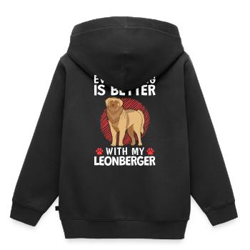 Alles ist besser mit meinem Leonberger - Kinder Premium Organic Hoodie - Schwarz - Hinten - AI Model Kid Male (0cm)