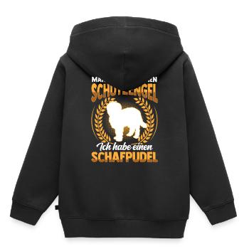 Schafpudel Schutzengel altdeutscher Hütepudel - Kinder Premium Organic Hoodie - Schwarz - Hinten - AI Model Kid Male (0cm)