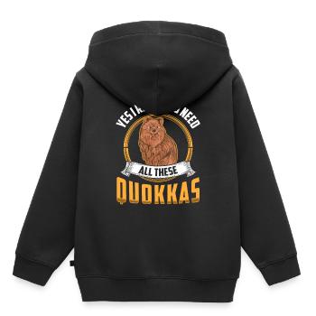 Besoin de ces marsupiaux Quokkas Australie - Sweat Premium à capuche enfant bio - noir - Dos - AI Model Kid Male (0cm)