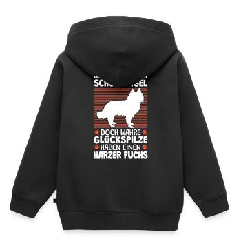 Harzer Fuchs ist mein Schutzengel Hütehund - Kinder Premium Organic Hoodie - Schwarz - Hinten - AI Model Kid Male (0cm)