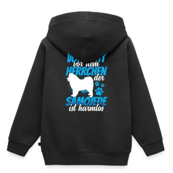 Samojede ist harmlos Samojedenspitz - Kinder Premium Organic Hoodie - Schwarz - Hinten - AI Model Kid Male (0cm)