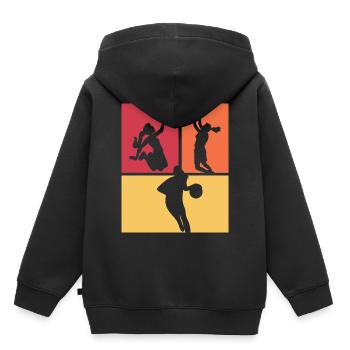 Joueuse de basket-ball féminin - Sweat Premium à capuche enfant bio - noir - Dos - AI Model Kid Male (0cm)