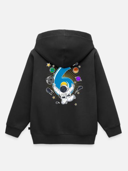 Astronaut 6 Jahre Weltraum Rakete 6. Geburtstag - Kinder Premium Organic Hoodie - Schwarz